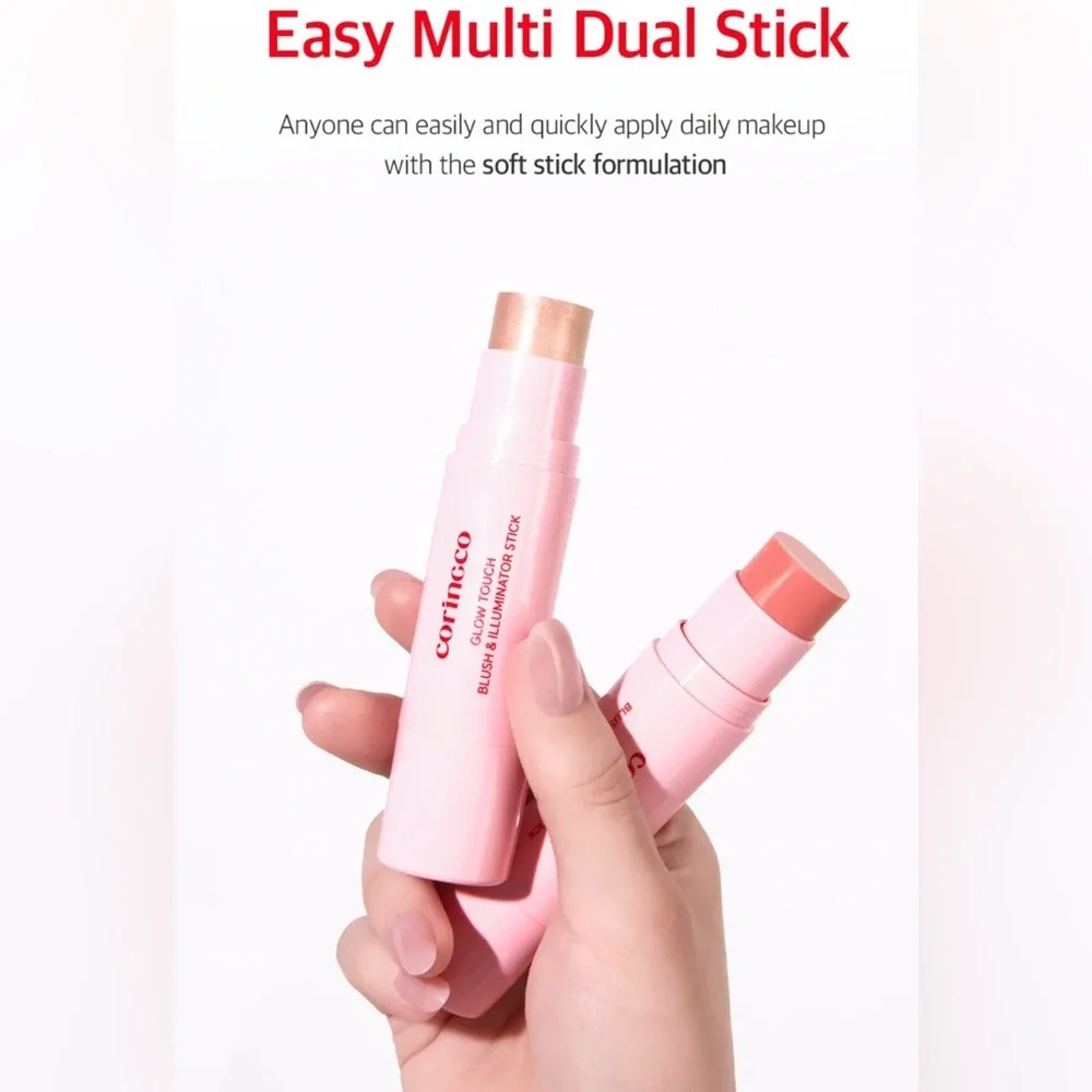 BNIB Coringco Kbeauty Glow Touch Blush & Illuminator Stick - Rosy Pink - Picture 12 of 12